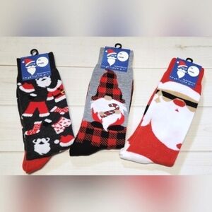 3 Pairs of Santa Christmas Socks New With Tags